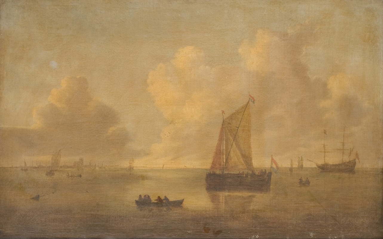 Willem van Diest - Seascape with a Town in the Background