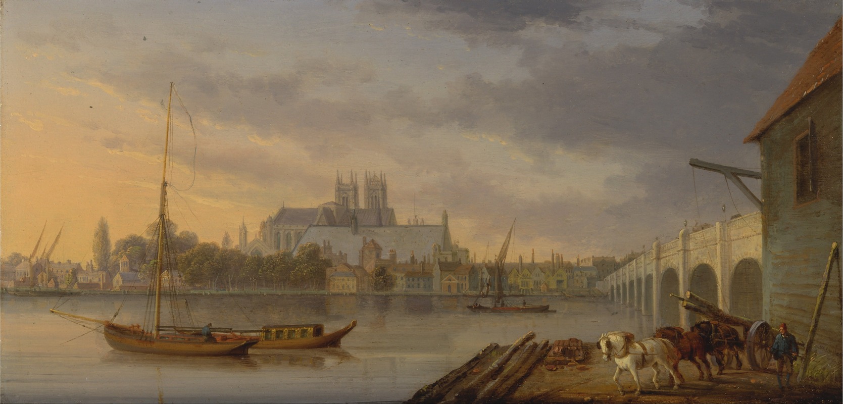 William Anderson - A View of Westminster Bridge and the Abbey from the South Side