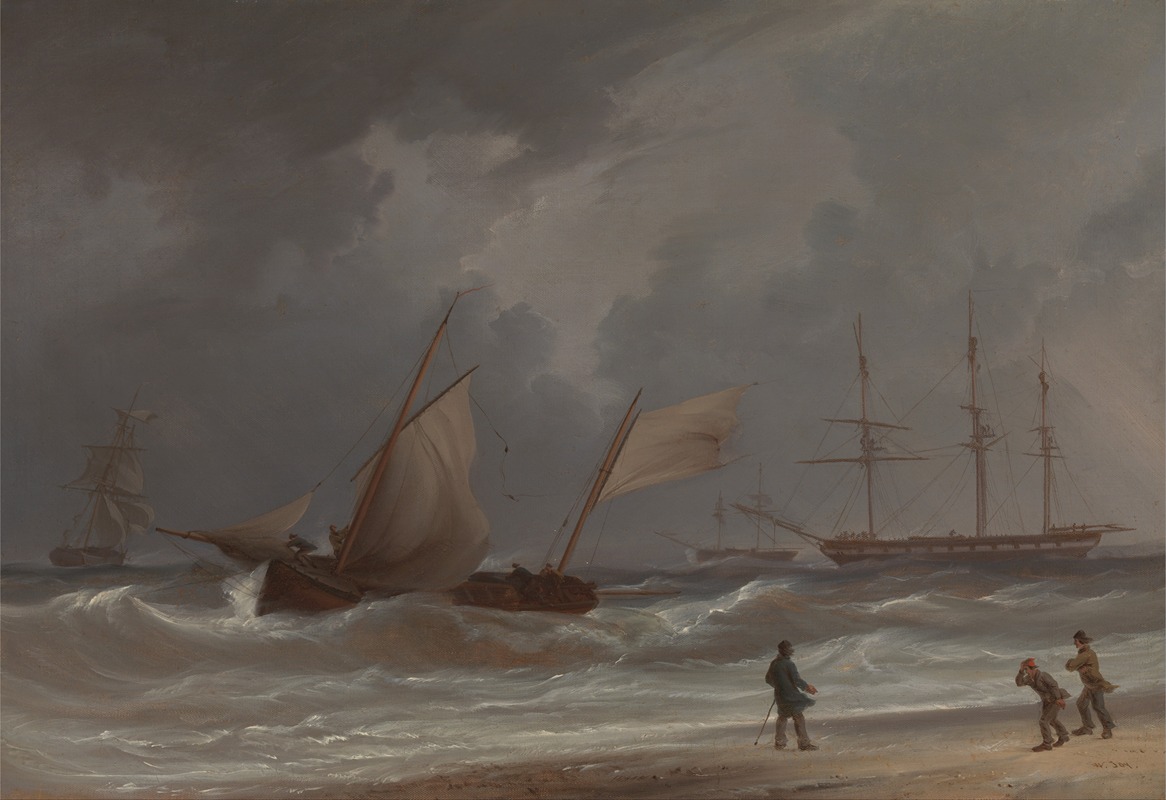 William Joy - A Lugger Driving Ashore in a Gale