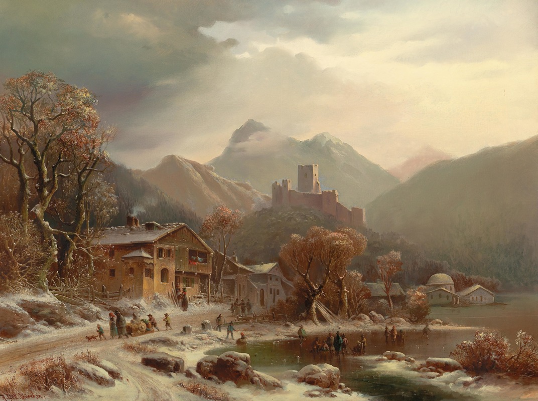 Anton Doll - A winter idyll with a view of the Kropfsberg ruins, Tyrol