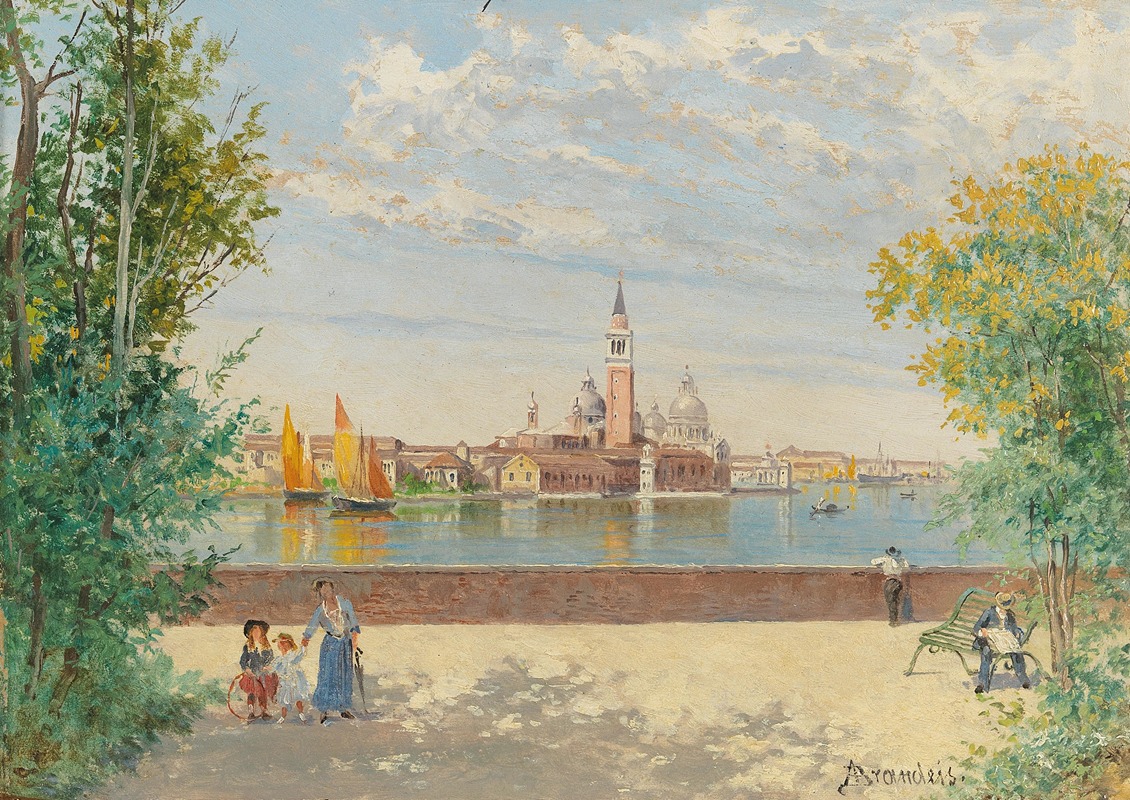 Antonietta Brandeis - Venice, a view of San Giorgio from the Giardini