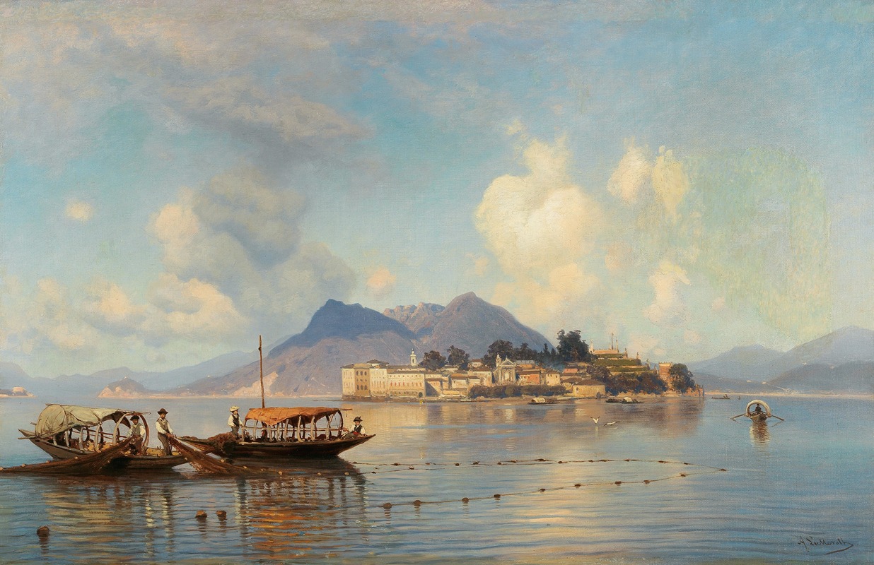 Ascan Lutteroth - A view of Isola Bella on Lake Maggiore