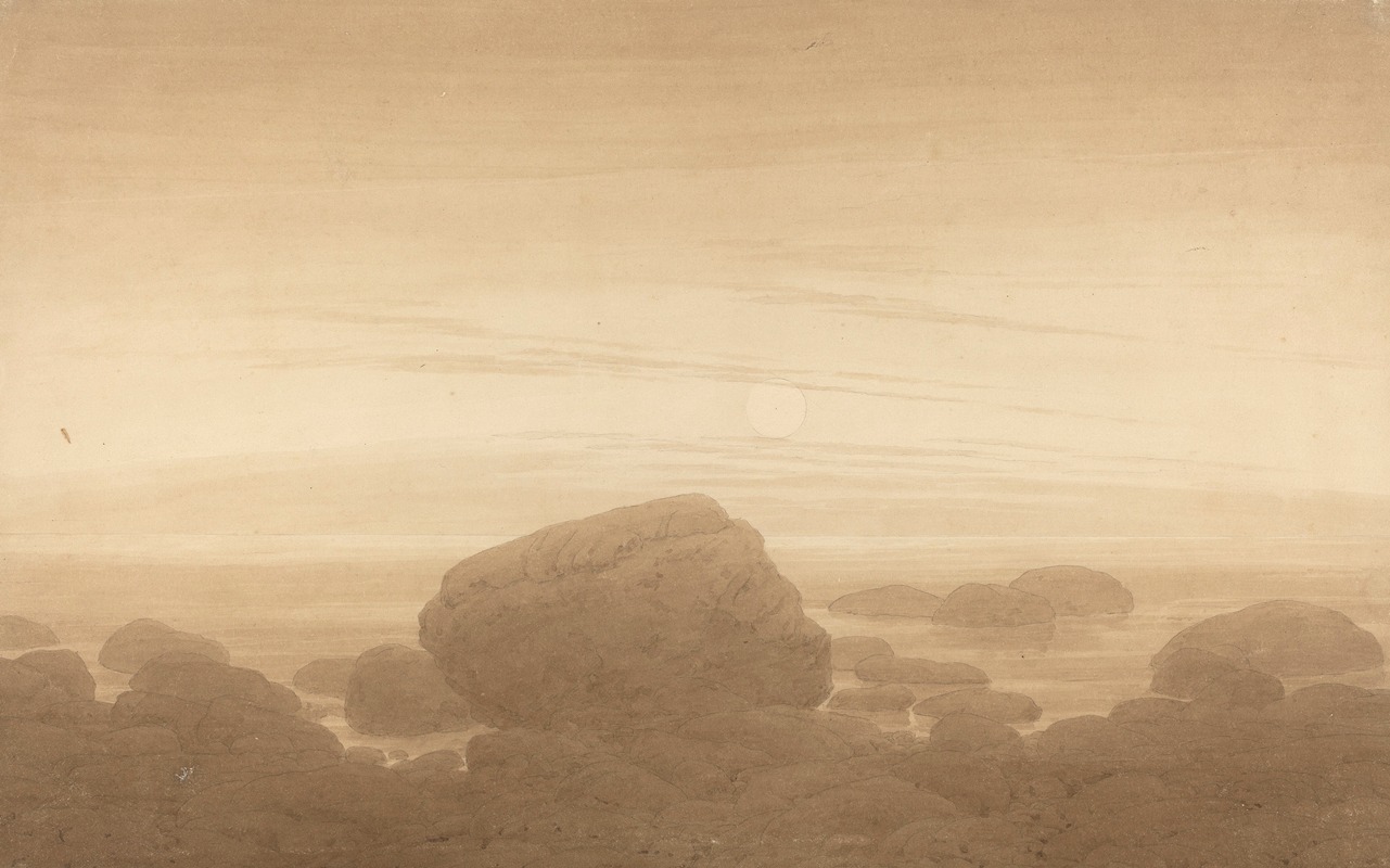 Caspar David Friedrich - Mondaufgang über einsamem Ufer