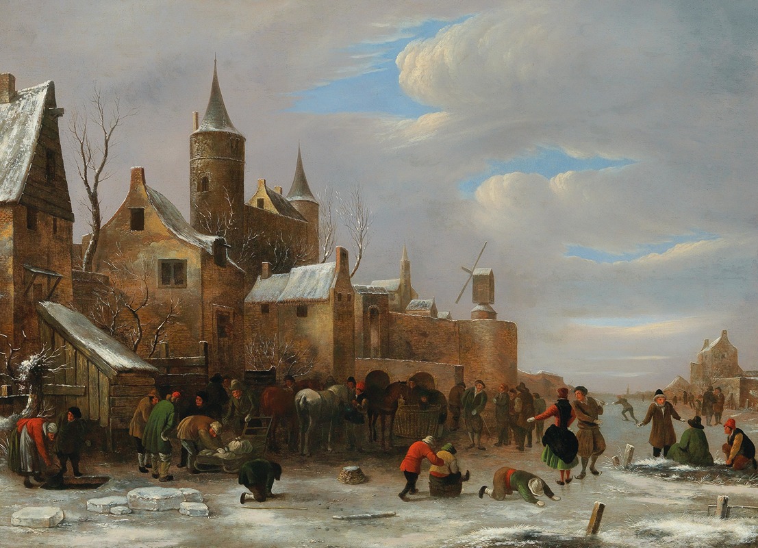 Nicolaes Molenaer - A merry company on a frozen river