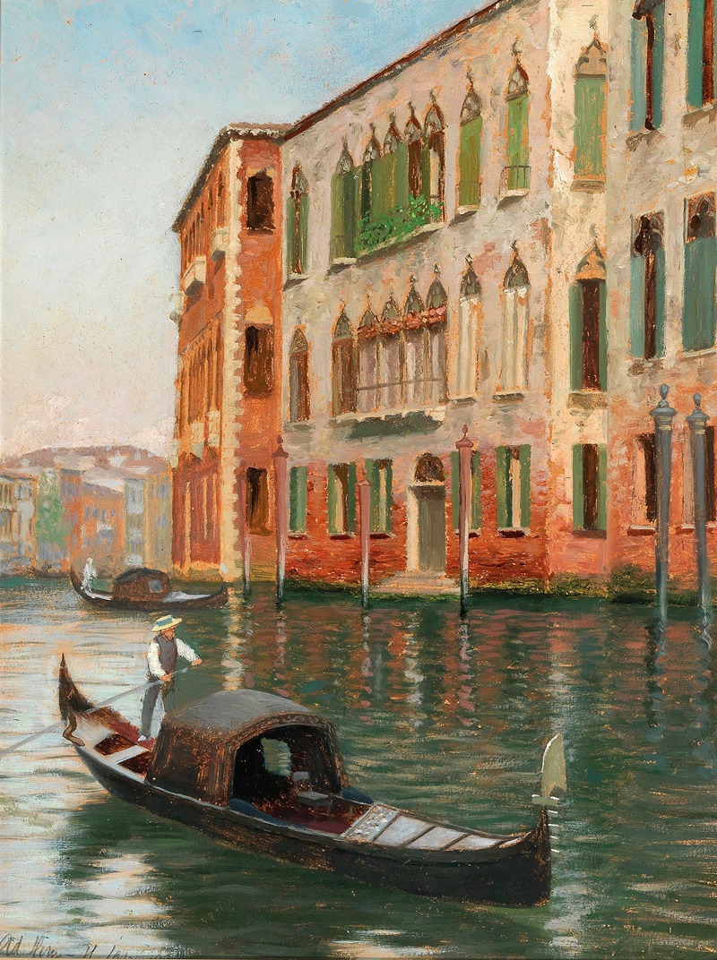 Claus Adolf Heinrich-Hansen - Venice, A Scene on a Canal