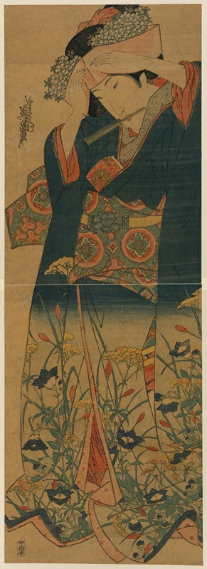 Keisai Eisen - Agebōshi o naosu musume