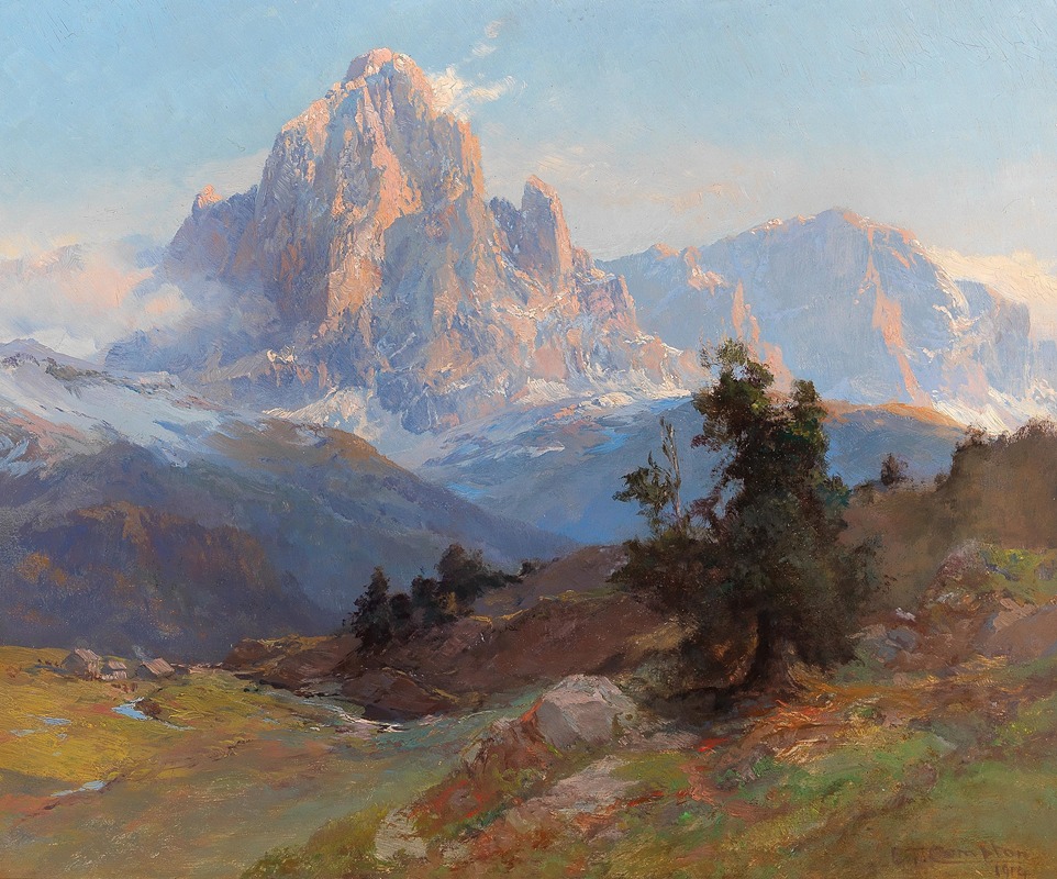 Edward Theodore Compton - A view of Mount Sassolungo