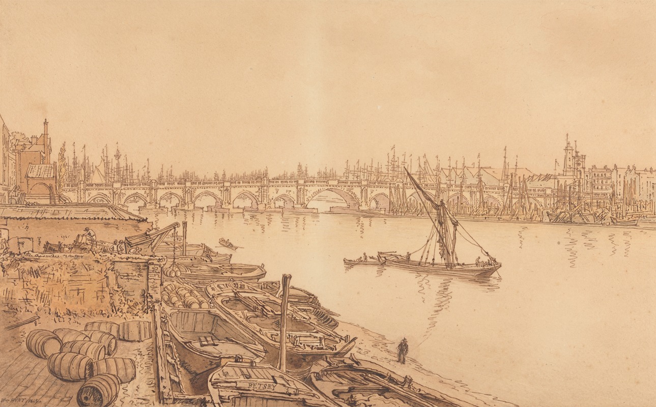 William Henry Hunt - View of Old London Bridge