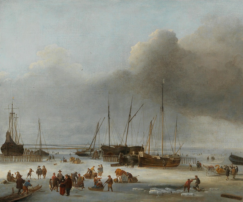 Hendrick Jacobsz. Dubbels - Ice-skating on the Eastern Docks of Amsterdam