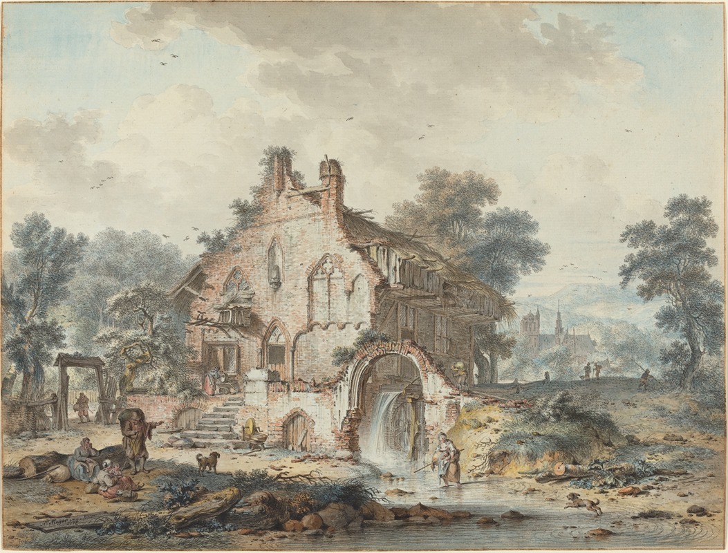 Hendrik de Meyer II - Rustic Watermill in a Gothic Ruin