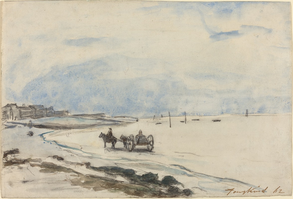 Johan Barthold Jongkind - Cart on the Beach at Etretat