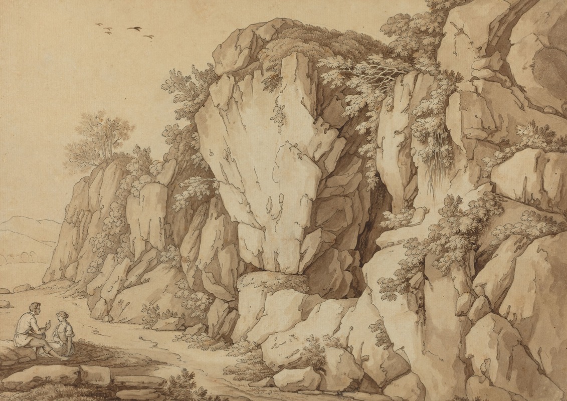Johann August Nahl II - A Young Couple Seated near a Massive Rock Formation
