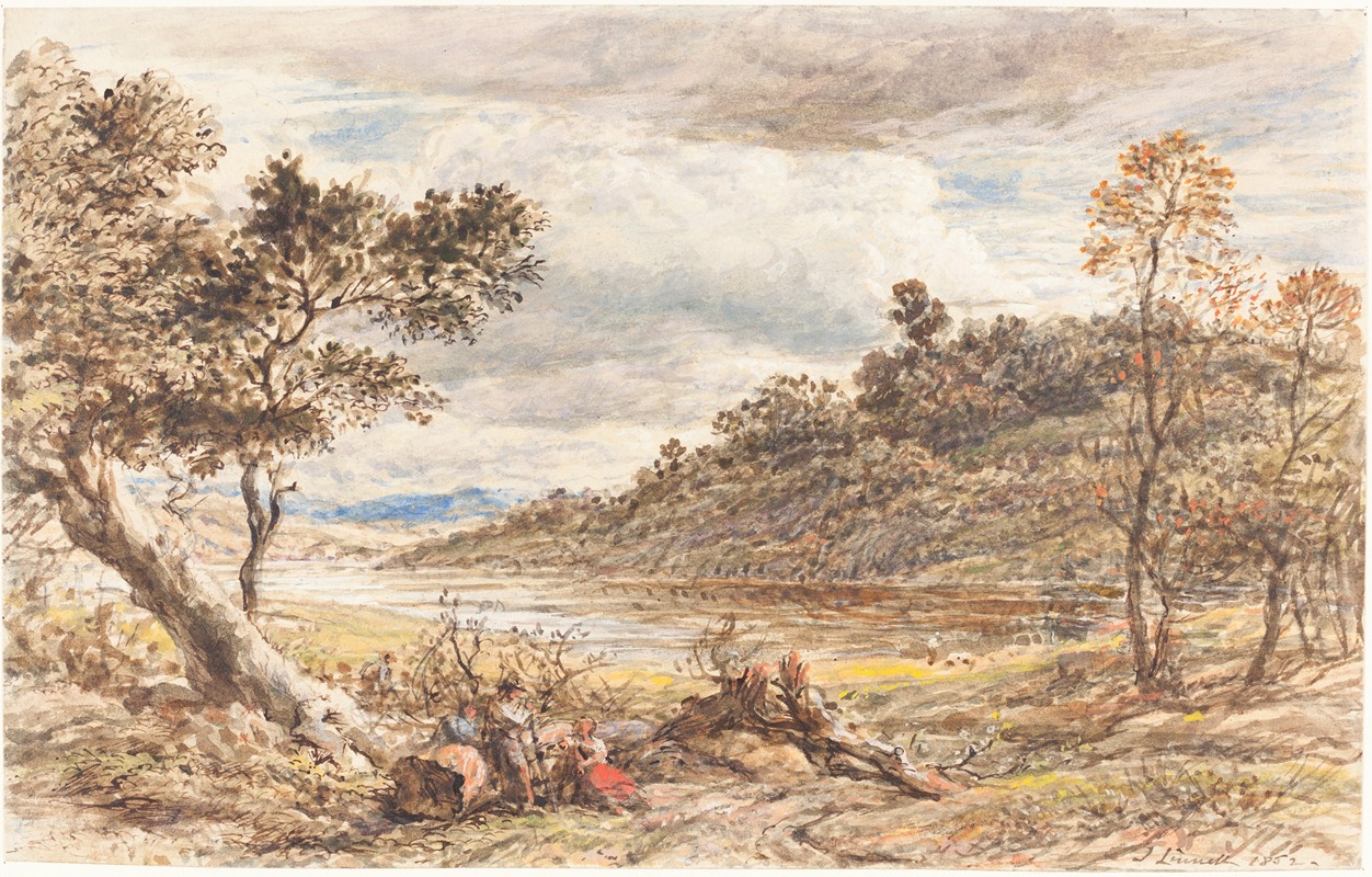 John Linnell - Travelers Resting by a Fallen Tree