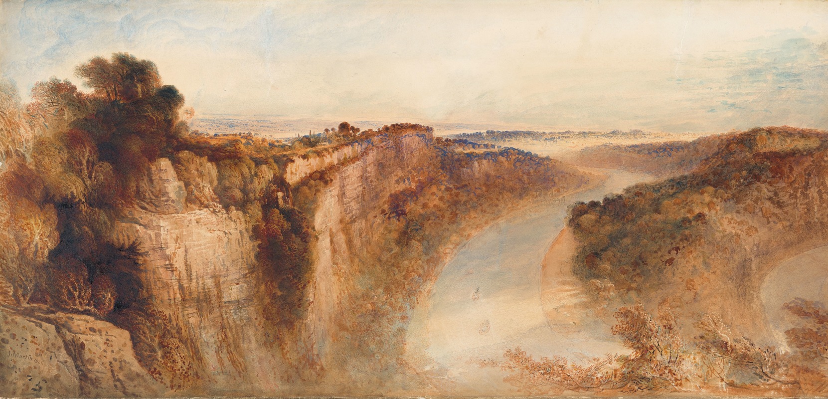 John Martin - View on the River Wye, Looking towards Chepstow