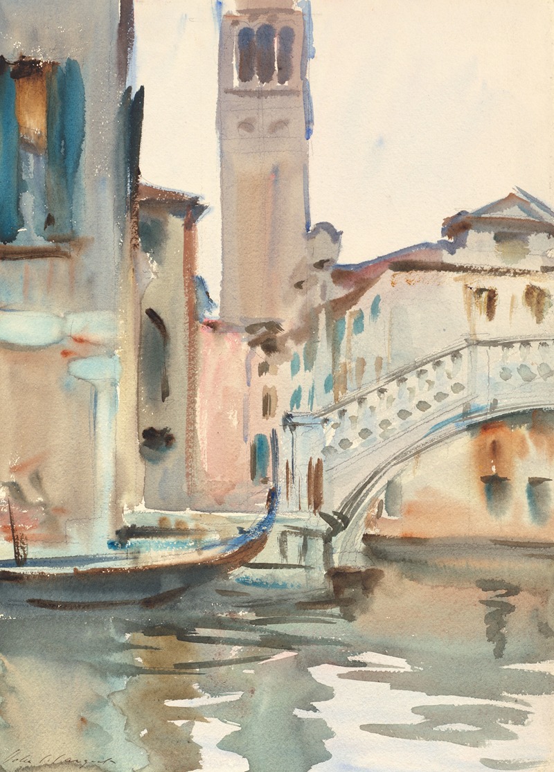 John Singer Sargent - A Bridge and Campanile, Venice