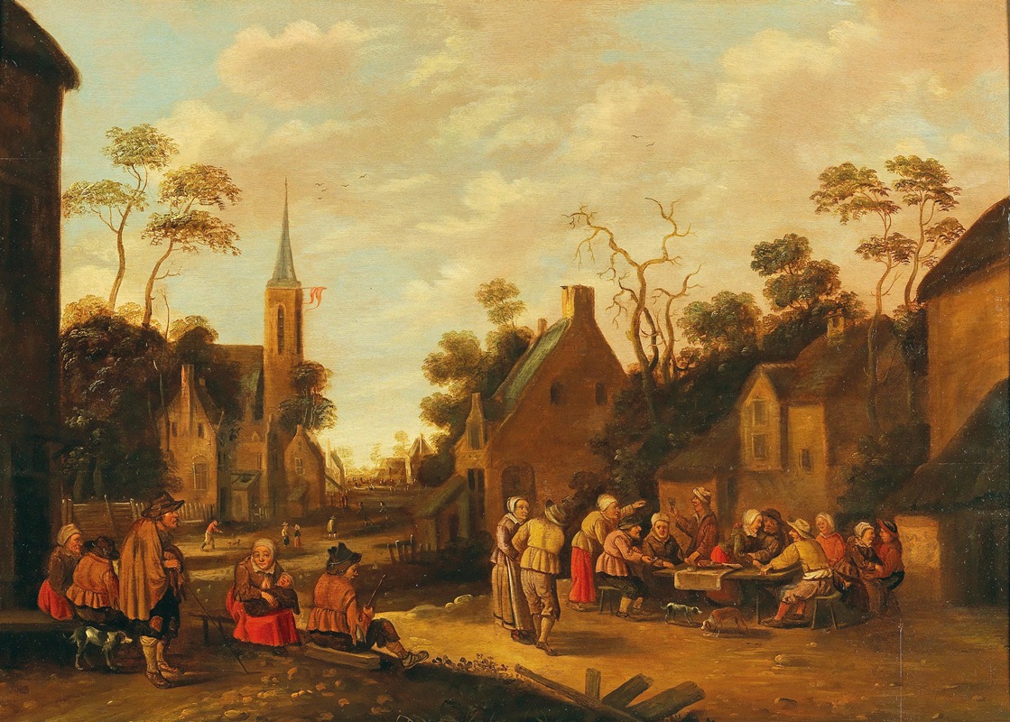 Joost Cornelisz Droochsloot - Village scene with peasant festivities