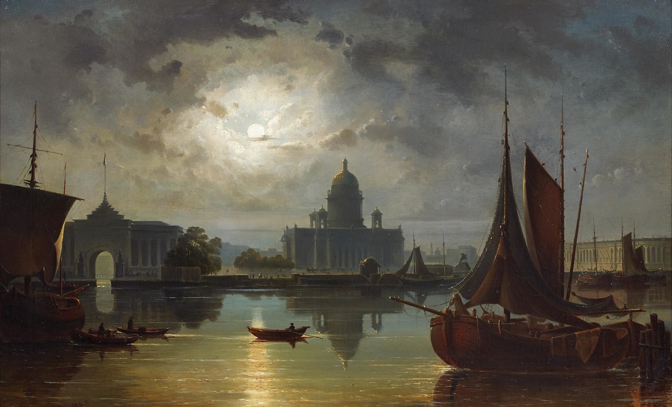 Joseph Andreas Weiss - Saint Petersburg in Moonlight