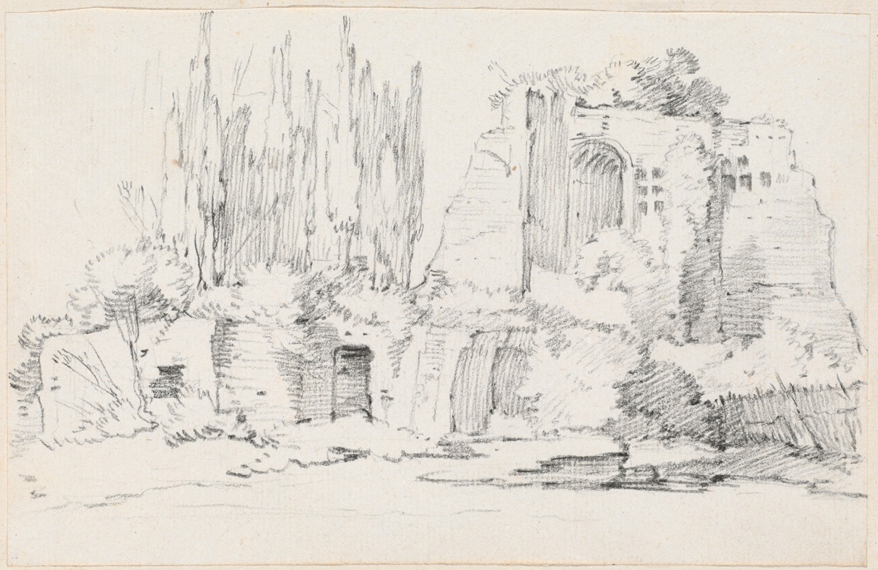Joseph-Marie Vien - Roman Ruins with a Stand of Cypresses