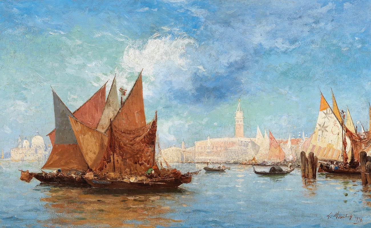 Louis Claude Mouchot - Venice, Fishing Boats in the Bacino di San Marco