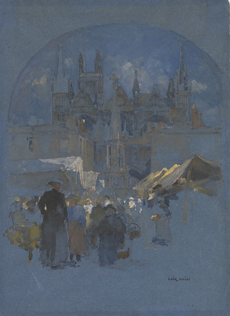 Luigi Loir - A Market Square before a Cathedral