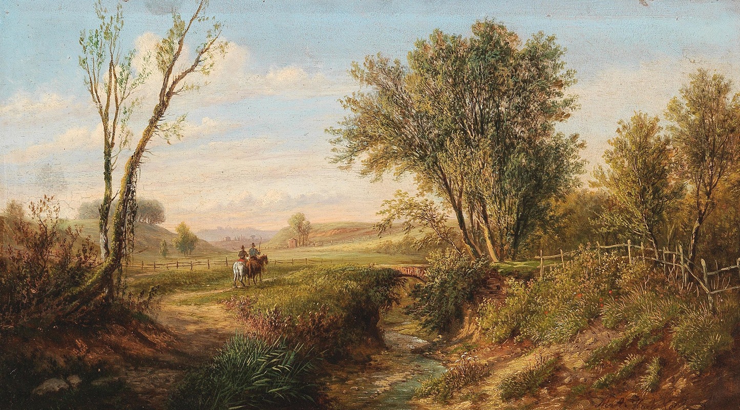 Marinus Adrianus Koekkoek - Riders in a Vast Landscape