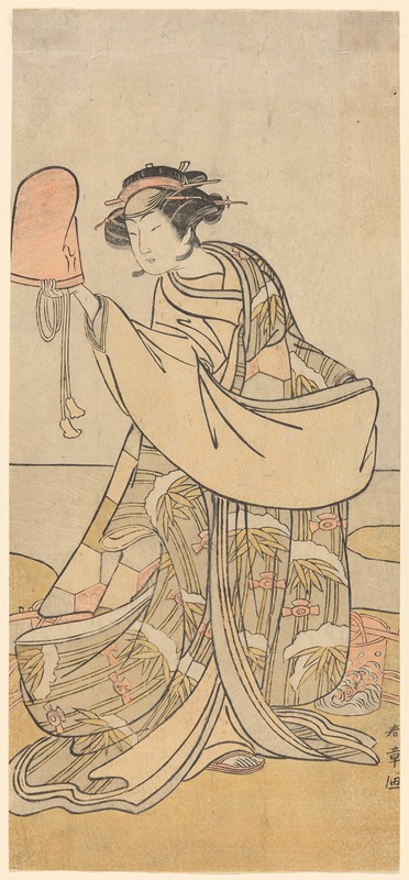 Katsukawa Shunchō - One of the Segawas as a Salt Woman holding a high rose hat