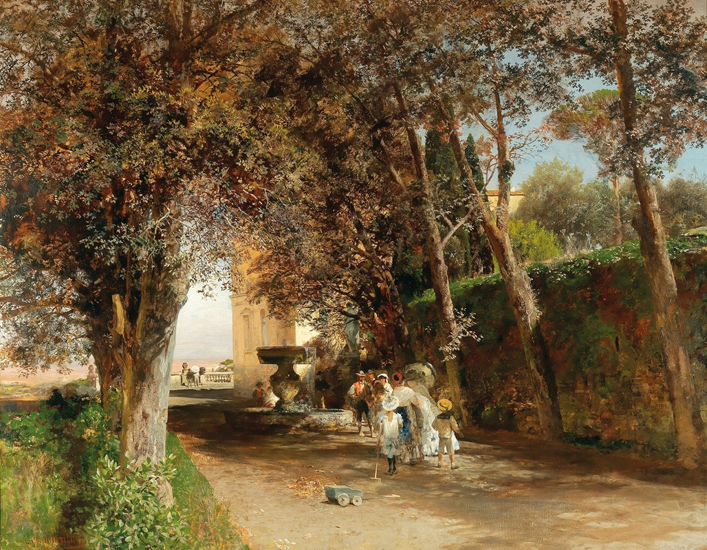 Oswald Achenbach - Afternoon in the park of Villa Torlonia in Frascati