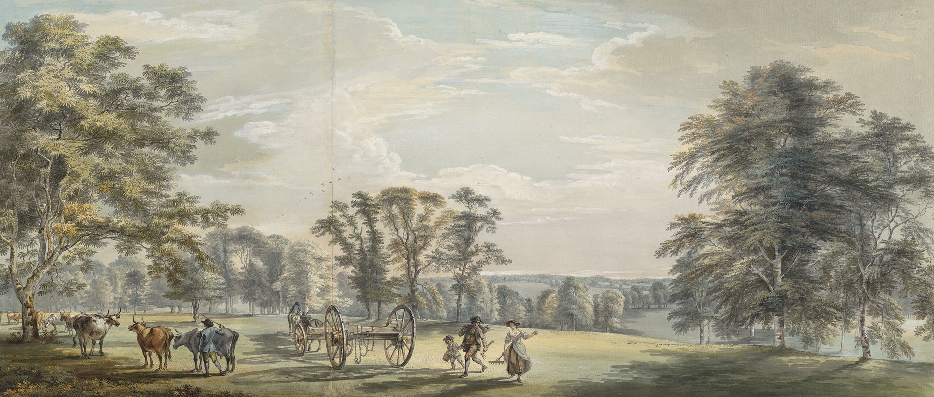 Paul Sandby - Dawn in Luton Park