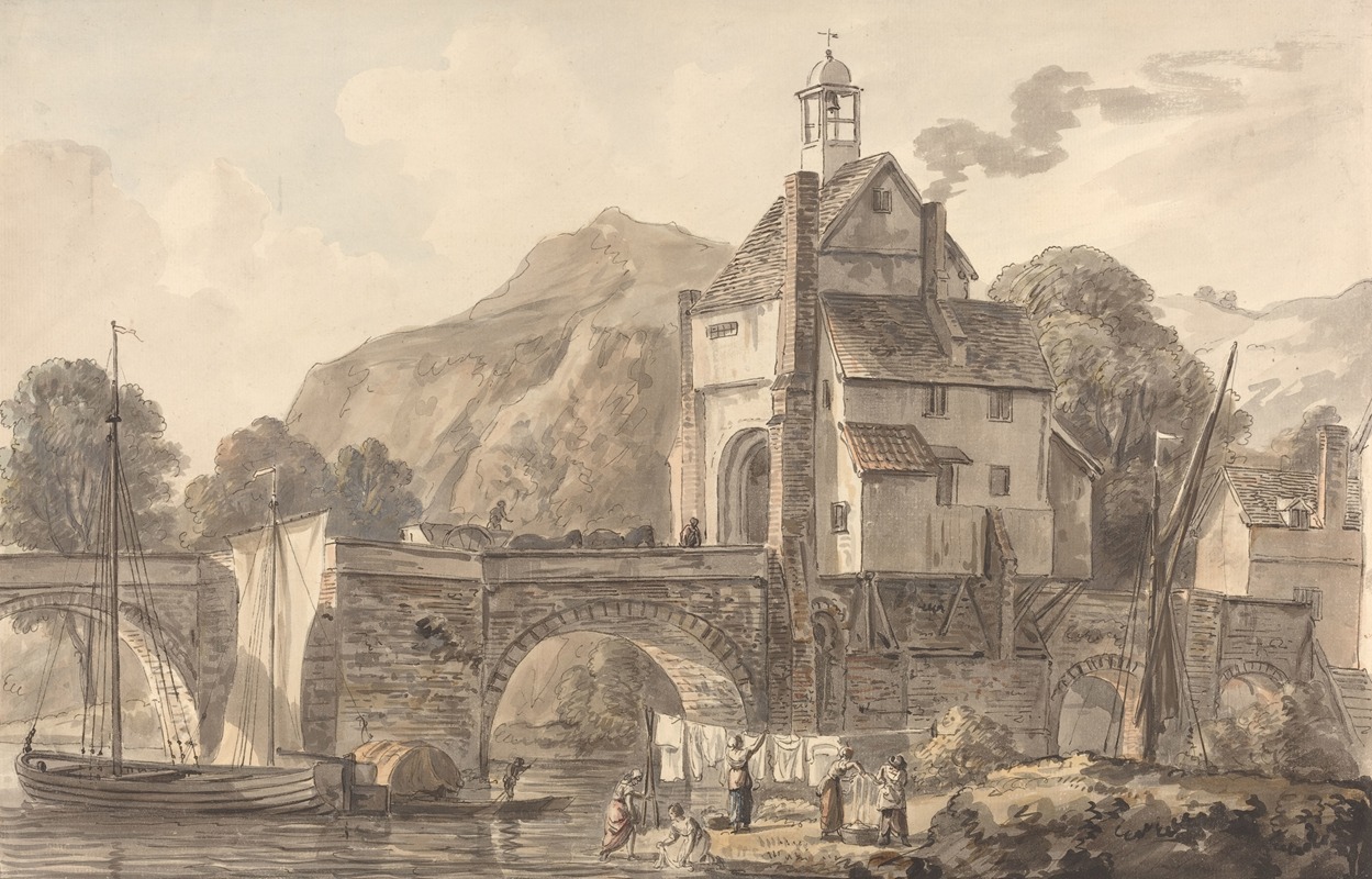 Paul Sandby - The Bridge at Bridgnorth in Shropshire