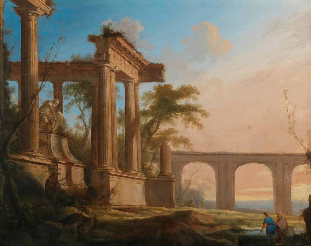 Pierre Antoine Patel the younger - Landscape with ruins and an aqueduct