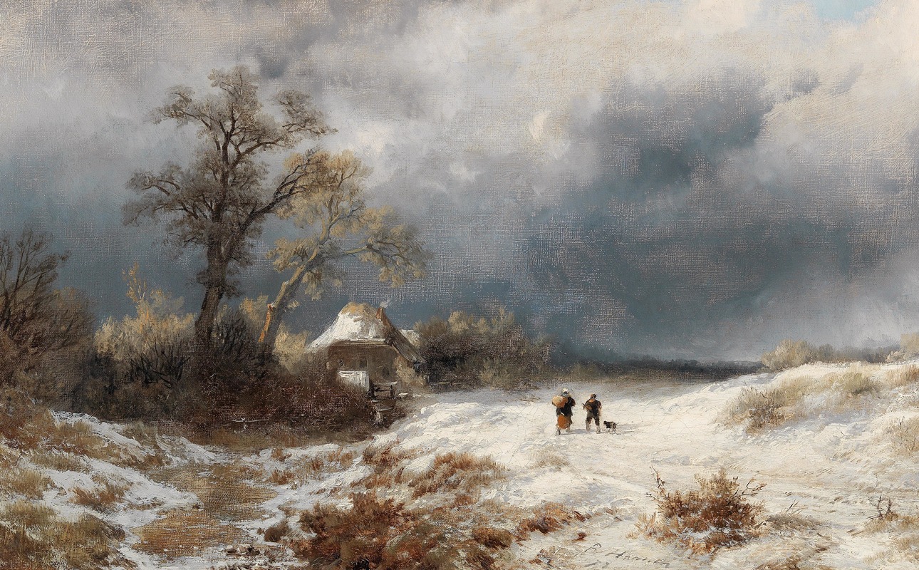 Remigius Adrianus van Haanen - Returning Home in a Winter Landscape