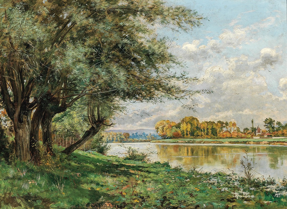 Rene Maurice Fath - Near Fontainebleau (Meadows by the River)