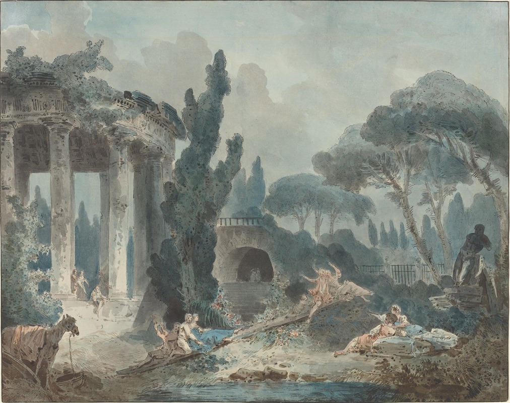 Style of Hubert Robert - The Seesaw