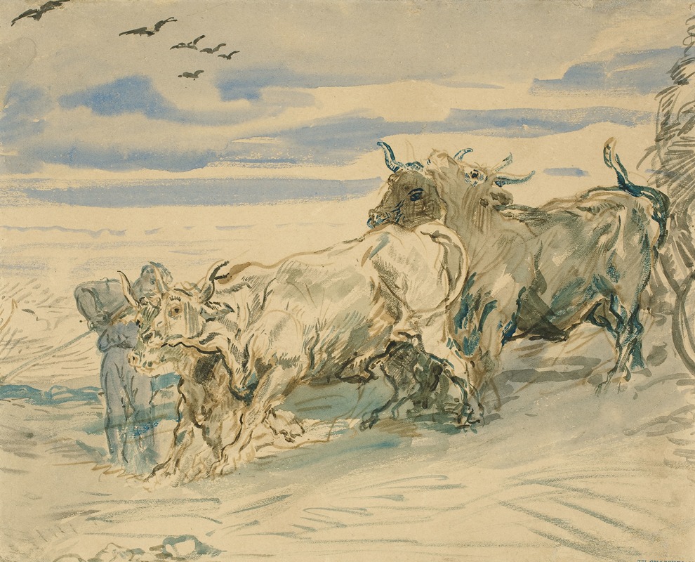 Théodore Chassériau - Drover with Oxen Pulling a Cart