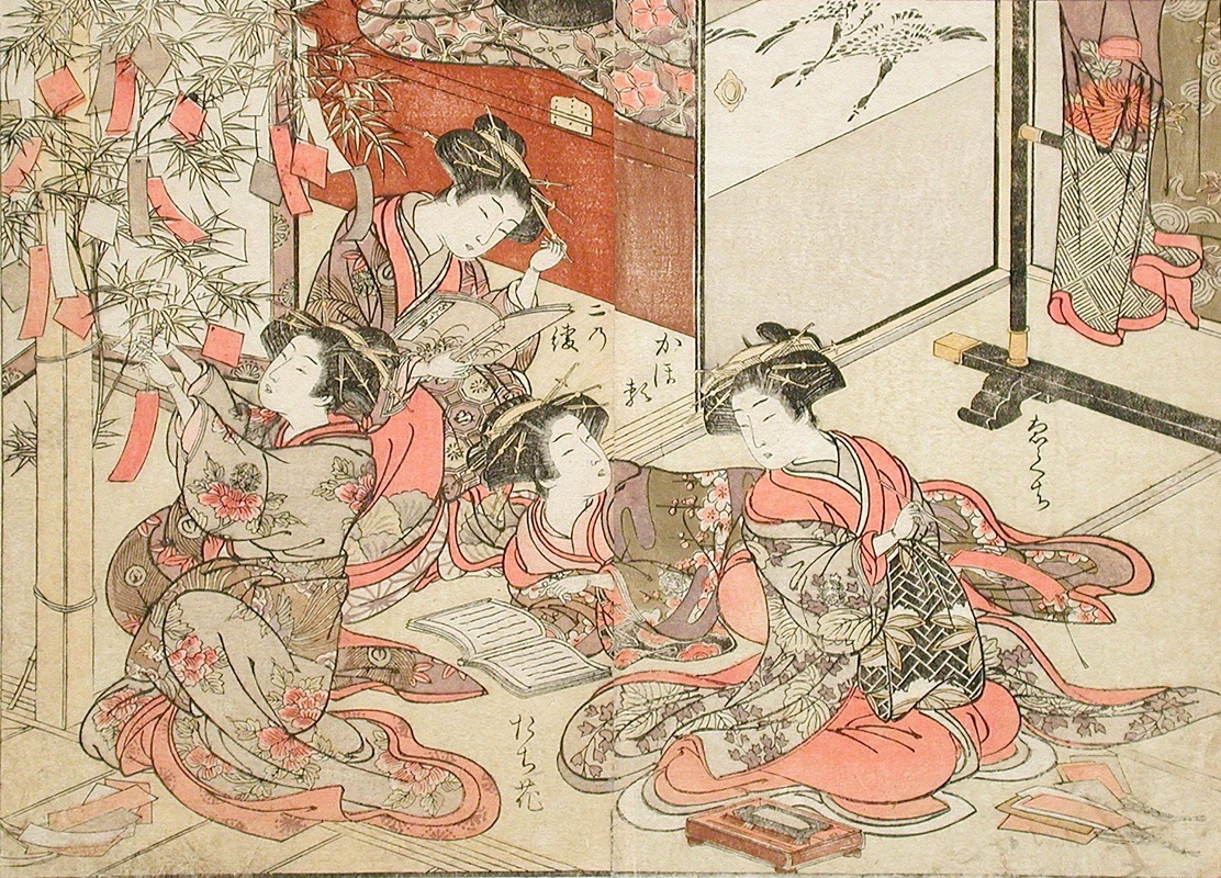 Katsukawa Shunshō - Scene in a Brothel from A Mirror of Beautiful Women of the Green Houses Compared
