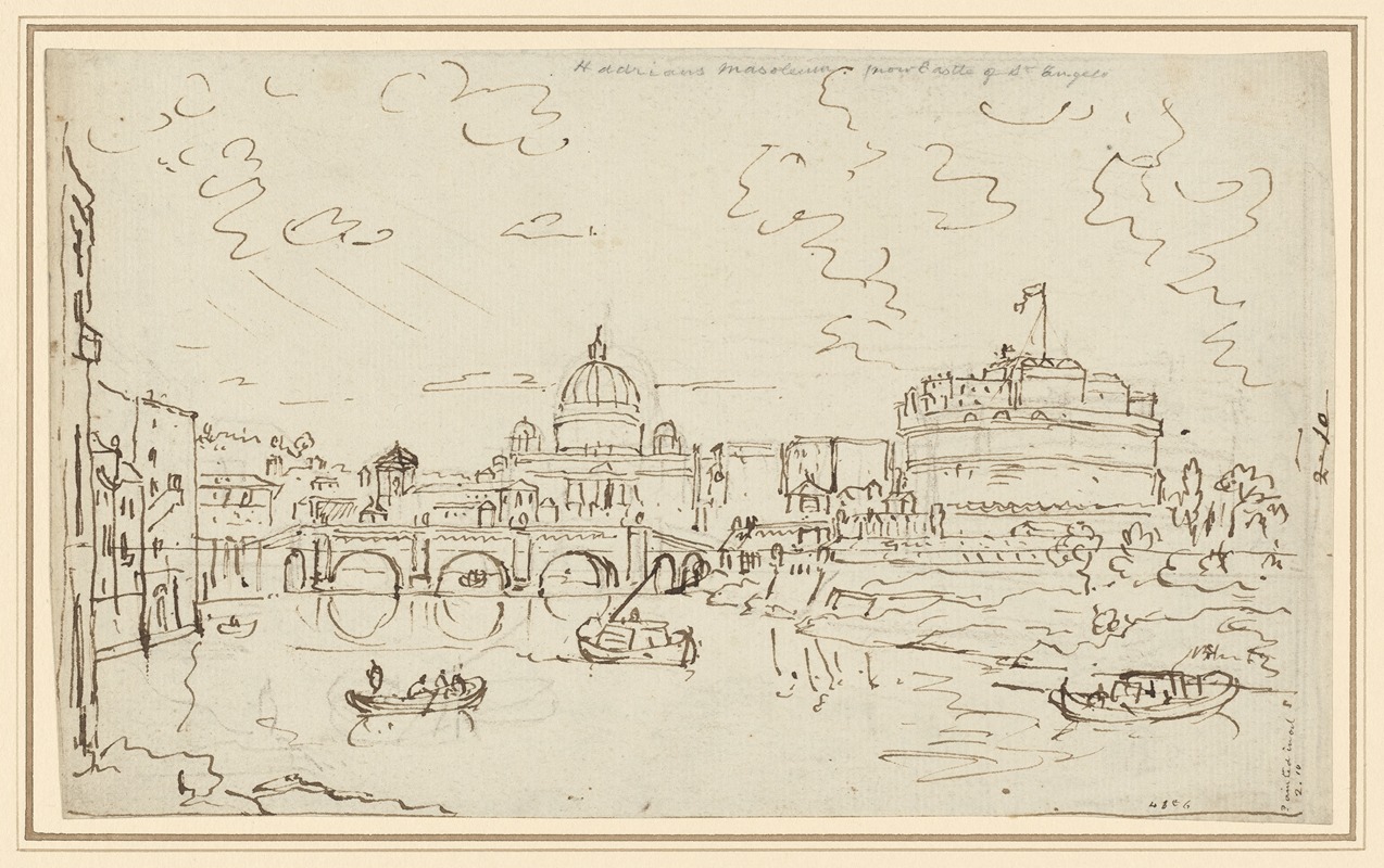 William Marlow - The Tiber with Saint Peter’s and the Castel S. Angelo (recto)