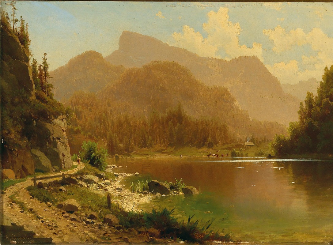 Adolf Chwala - The Krottensee with View of the Schafberg