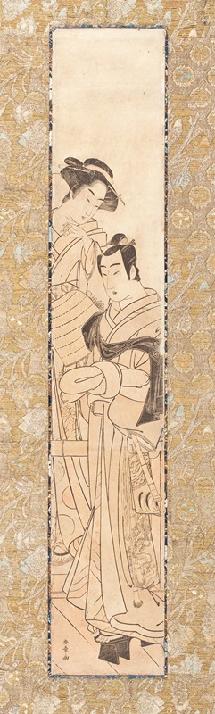 Katsukawa Shunshō - Woman with Man in Komusō Costume (possibly Kewaizaka no Shōshō and Soga no Jurō in a Soga Play)
