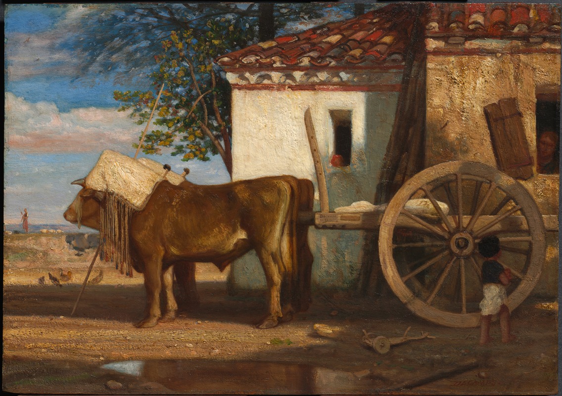 Alexandre-Gabriel Decamps - Oxen before a Farmhouse at Le Verrier