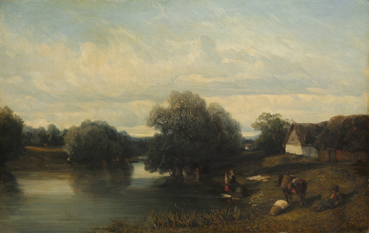 Camille Flers - Cottage by the River with Washerwomen