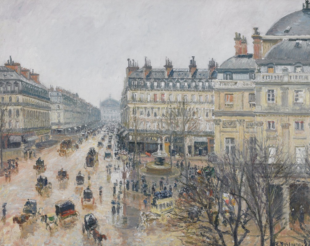 Camille Pissarro - Place du Théâtre Français, Paris; Rain