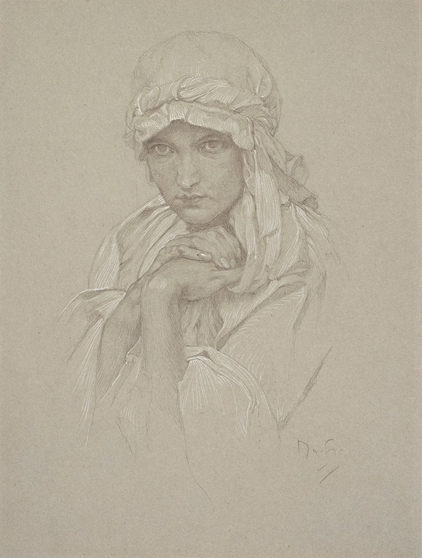 Alphonse Mucha - Portrait of the Artist’s Daughter in Slavic Dress