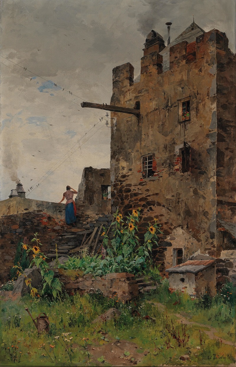 Eduard Zetsche - Wachau, Scene of Dürnstein, by the Old Town Wall