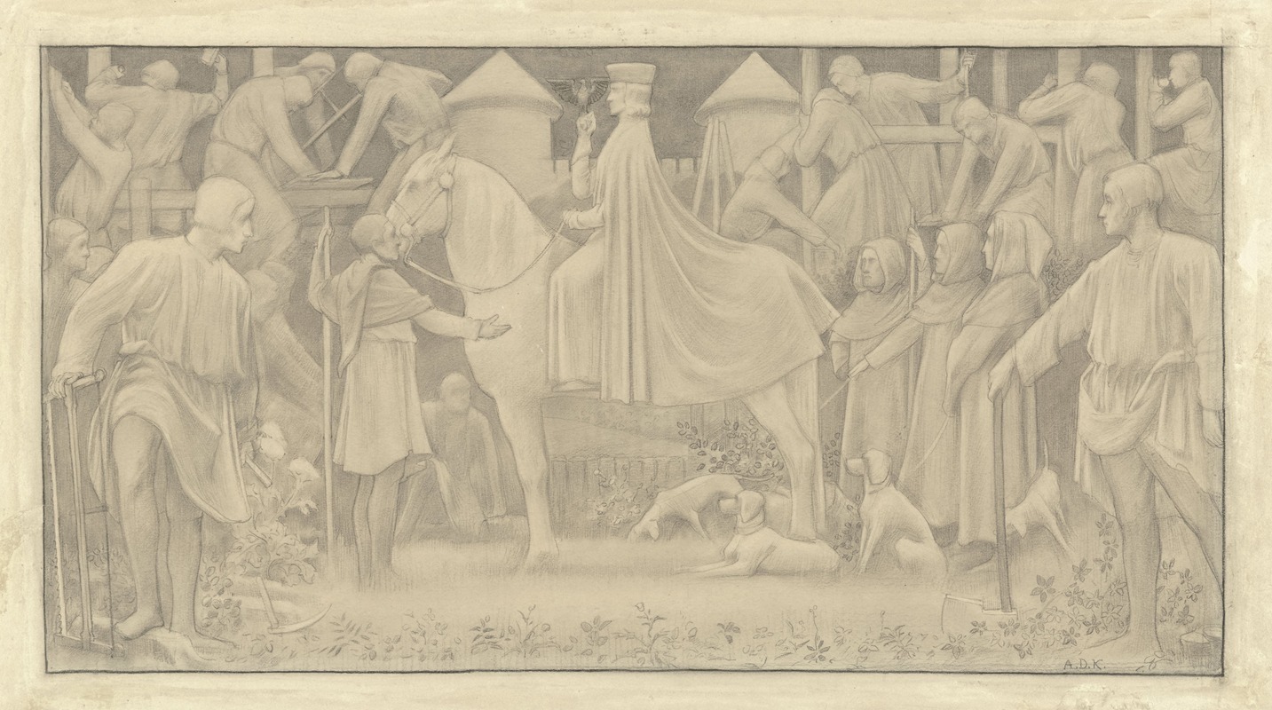 Antoon Derkinderen - Ontwerp voor de Eerste Bossche Wand; stichting van ‘s-Hertogenbosch door Hertog Hendrik van Brabant
