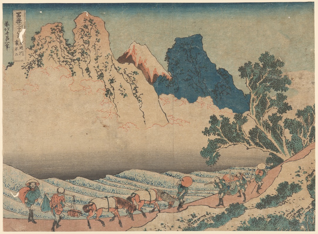 Katsushika Hokusai - Fuji Behind Minobu River (Minobu Gawa ura Fuji)
