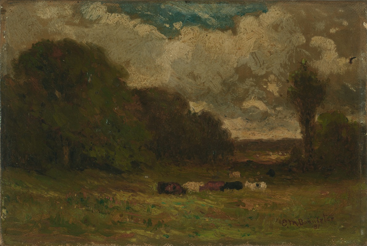 Edward Mitchell Bannister - Untitled (landscape with cows and trees)