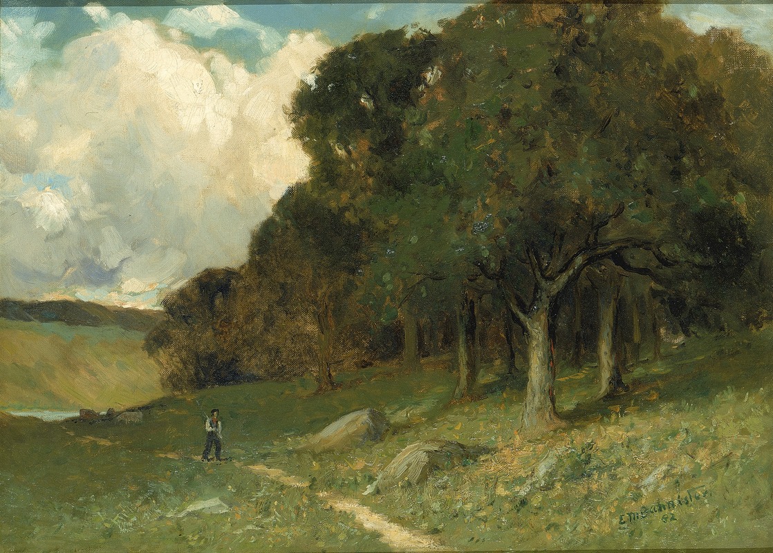 Edward Mitchell Bannister - Untitled (man on path with trees in background)