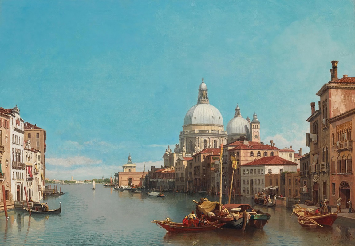 François Antoine Bossuet - Venice, a view of the Grand Canal with Santa Maria della Salute