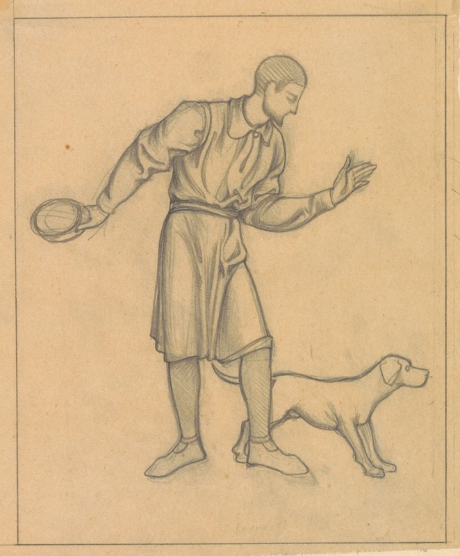 Antoon Derkinderen - Ontwerp voor wandschildering in de Beurs van Berlage; staande man met hond