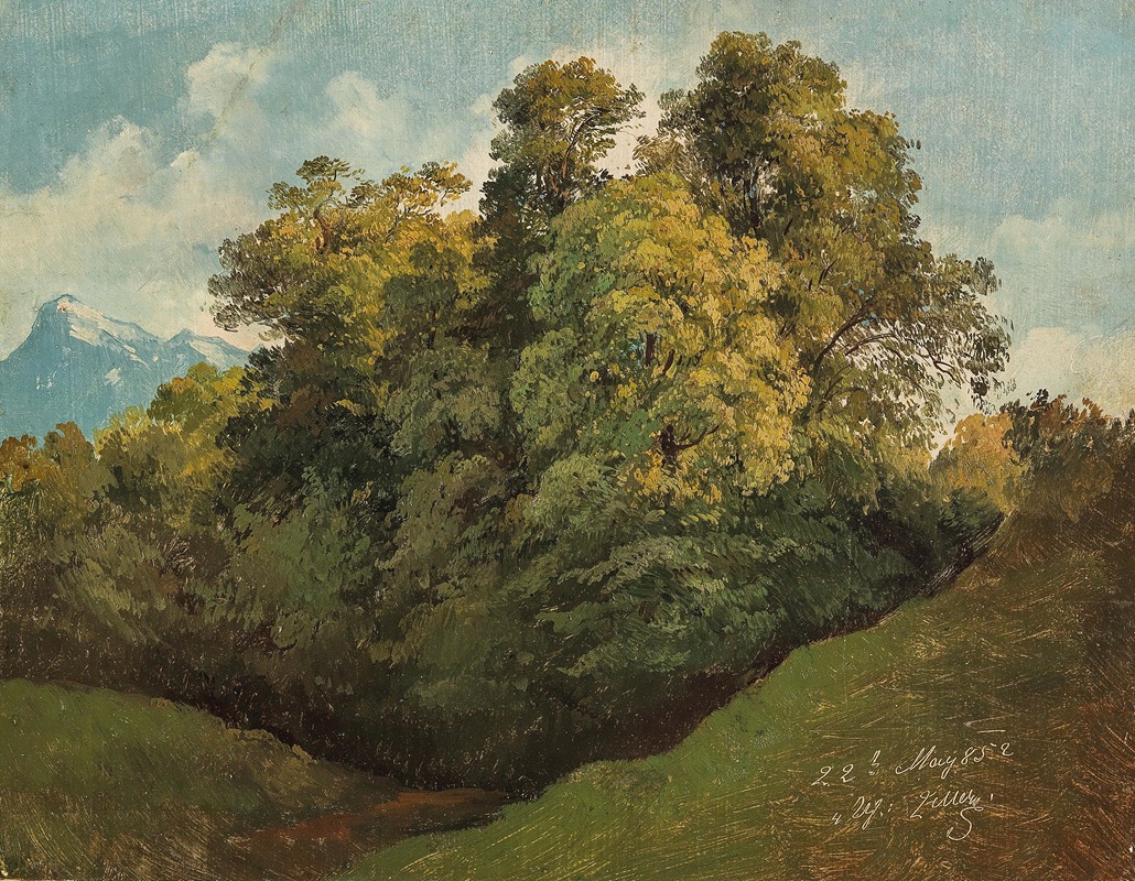 Friedrich Zeller - Salzburg, Trees set against the Untersberg